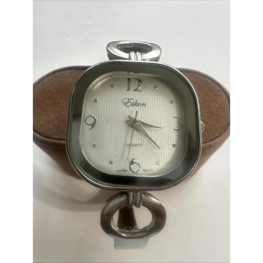 Eikon Women’s Silver Tone Cuff Watch – Quartz Movement, New Battery